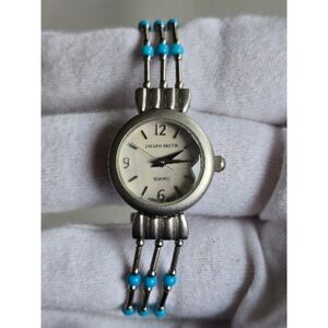 Jaclyn Smith Silver-Tone Watch Turquoise Color Beads As-Is Untested Need Battery